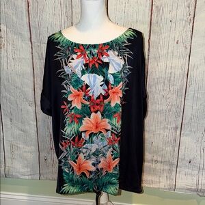 Liz Claiborne Black Floral Top
